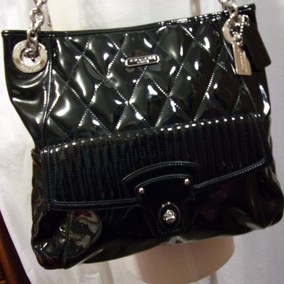 Authentic Coach Black Quilted Patent Leather NWOT - Picture 4 of 4